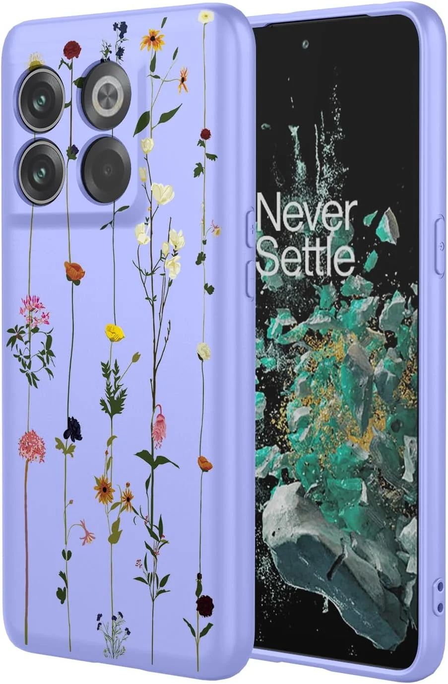 قاب گوشی برای وان پلاس 10T، قاب وان پلاس ایس پرو CPH2415 CPH2413 1+10T، طراحی الگوی گل زیبا، محافظ باریک، کاور گوشی TPU نرم برای وان پلاس 10T، باغ بنفش