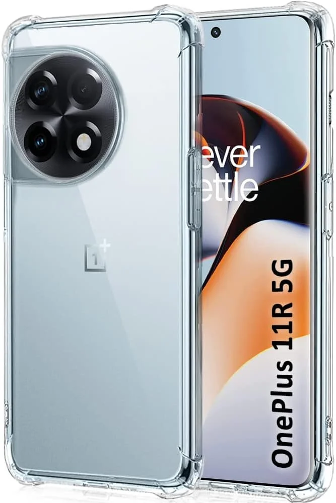 قاب محافظ سیلیکونی TPU نرم و سبک Zege سازگار با Oneplus 11R 5G، با محافظت از دوربین، طراحی شده برای Oneplus 11R 5G (شفاف)