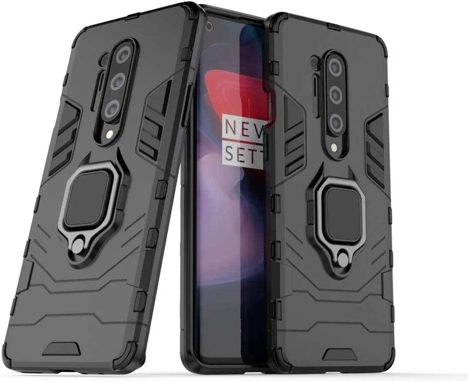 قاب محافظ گوشی مای‌جین سازگار با وان‌پلاس 8 پرو (5G)، دارای حلقه فلزی و استند، پوشش دولایه مقاوم برای وان‌پلاس 8 پرو (مشکی)