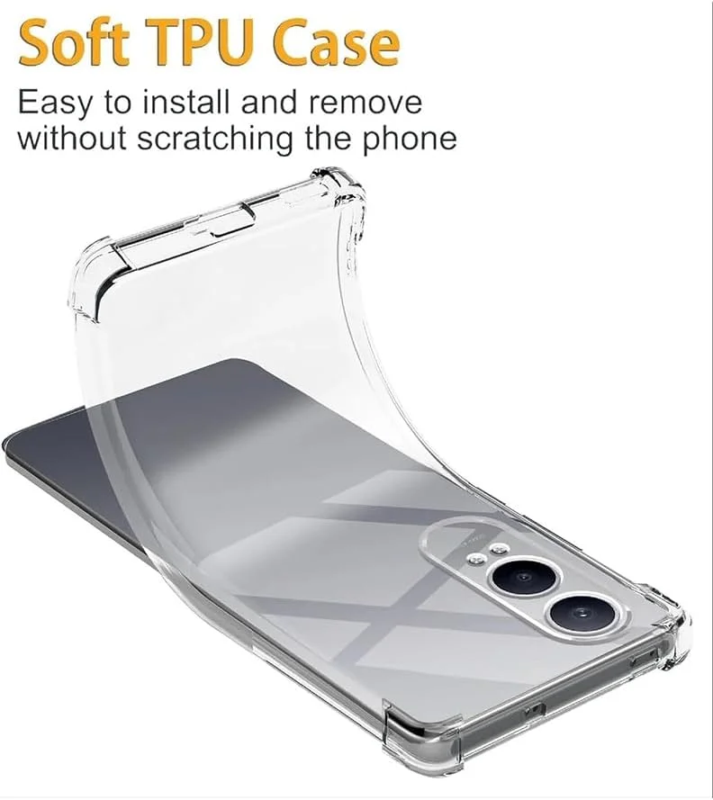 کاور شفاف OnePlus Nord CE 4 Lite، کاور گوشی TPU با قابلیت جذب شوک و گوشه‌های تقویت‌شده، کاور محافظ نرم، انعطاف‌پذیر و شفاف
