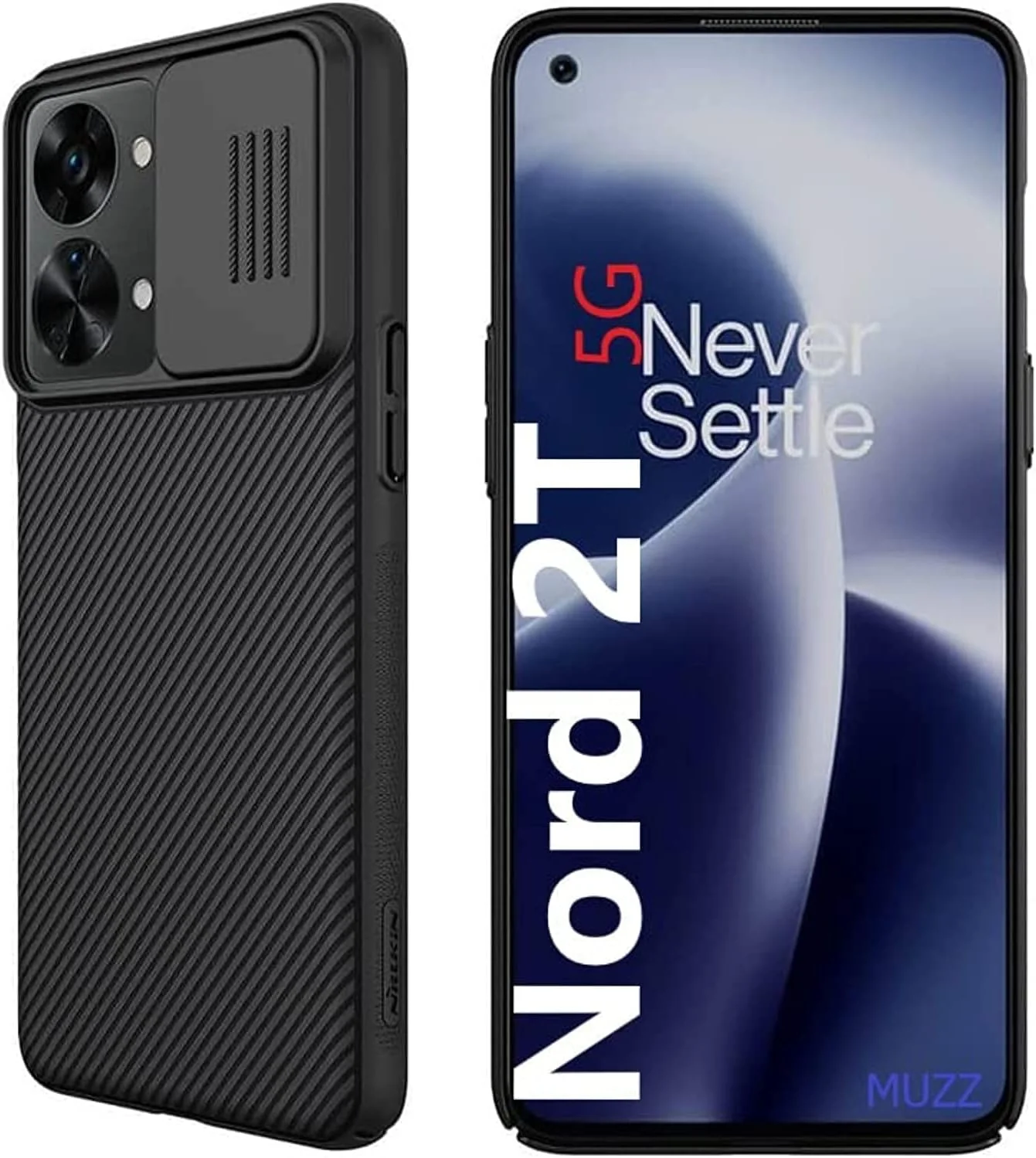 EXELLE CamShield Pro Case for Oneplus Nord 2T, [Camera Protection] with Slide Camera Cover, Slim Stylish Protective Case, Ultra-Thin Premium Hybrid Mobile Phone Case for Oneplus Nord 2T 5G Black