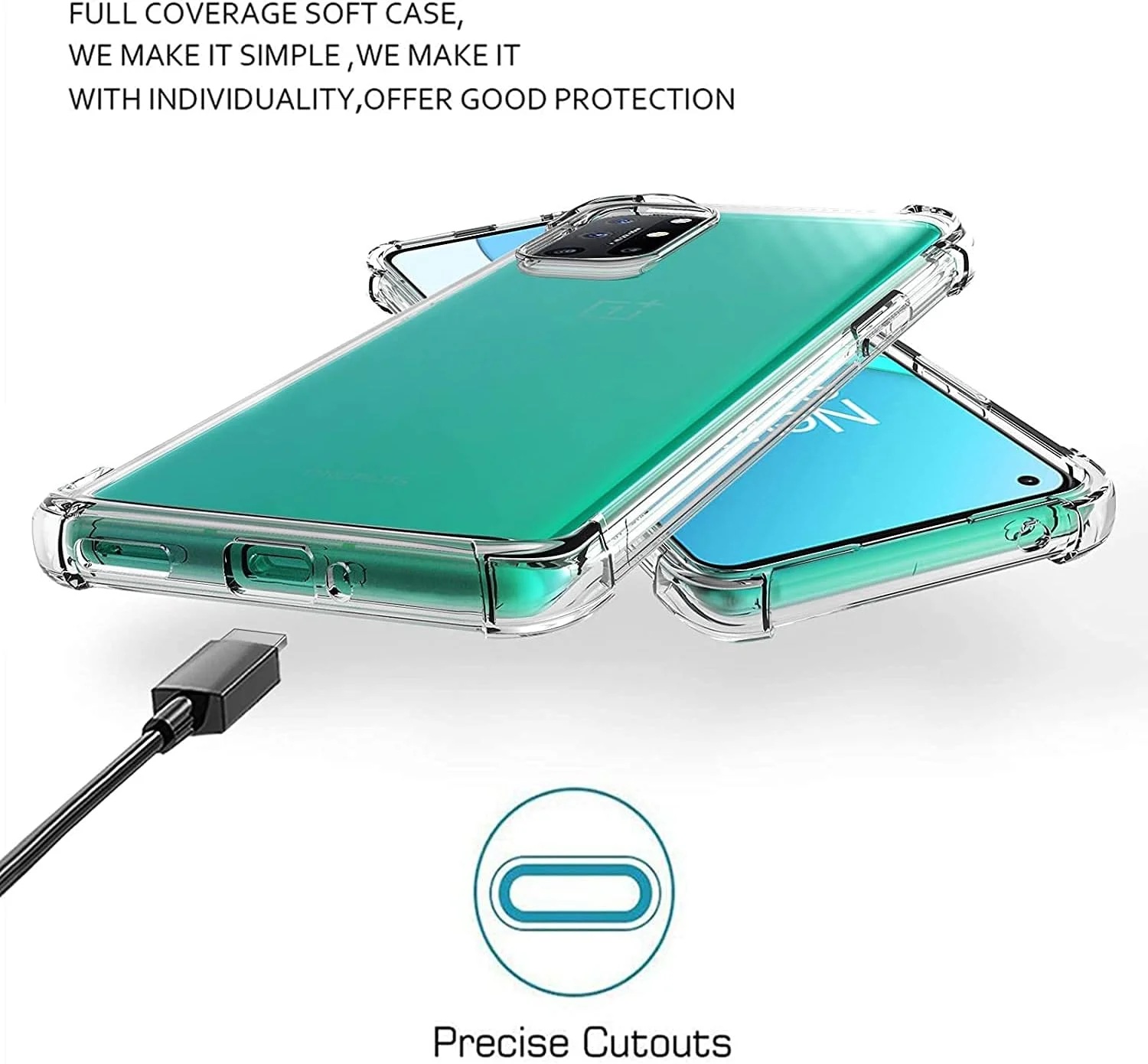 کاور محافظ شفاف و نرم سیلیکونی Zubitech برای گوشی وان پلاس 9R، ضد ضربه با گوشه های تقویت شده کاور محافظ شفاف و نرم سیلیکونی Zubitech برای گوشی وان پلاس 9R، ضد ضربه با گوشه های تقویت شده