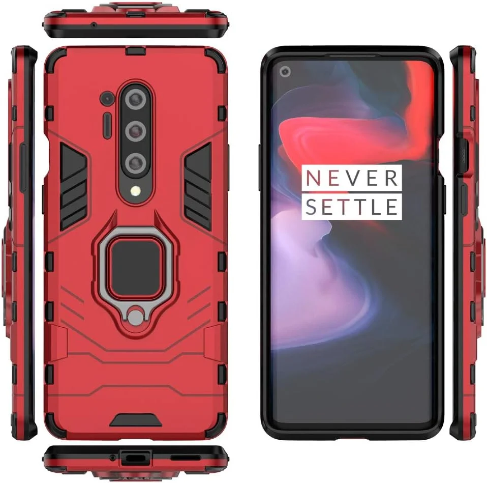کاور محافظ گوشی وان پلاس 8 پرو به همراه محافظ صفحه نمایش شیشه ای، کاور مقاوم در برابر ضربه و دارای پایه، رنگ قرمز کاور محافظ گوشی وان پلاس 8 پرو به همراه محافظ صفحه نمایش شیشه ای، کاور مقاوم در برابر ضربه و دارای پایه، رنگ قرمز