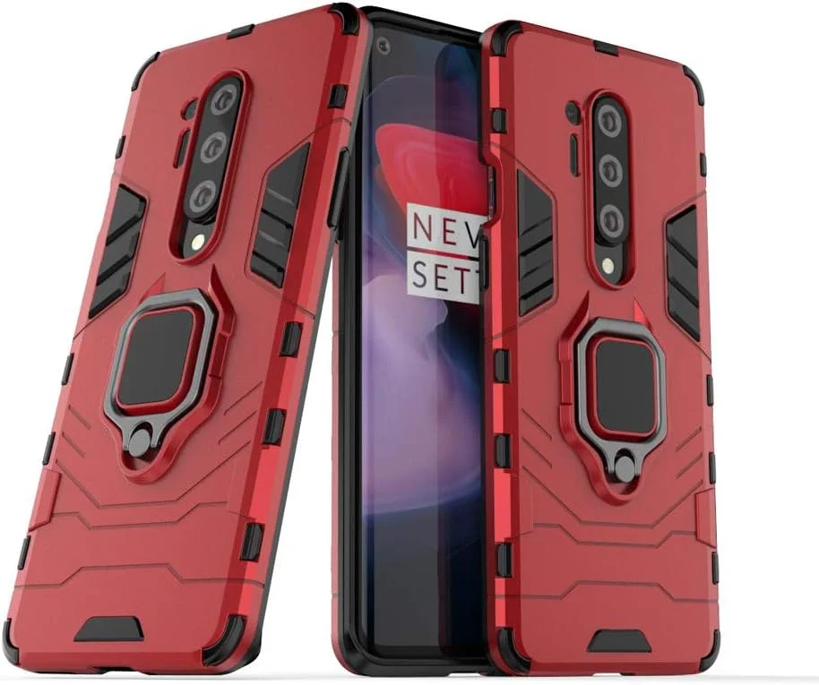 کاور محافظ گوشی وان پلاس 8 پرو به همراه محافظ صفحه نمایش شیشه ای، کاور مقاوم در برابر ضربه و دارای پایه، رنگ قرمز کاور محافظ گوشی وان پلاس 8 پرو به همراه محافظ صفحه نمایش شیشه ای، کاور مقاوم در برابر ضربه و دارای پایه، رنگ قرمز