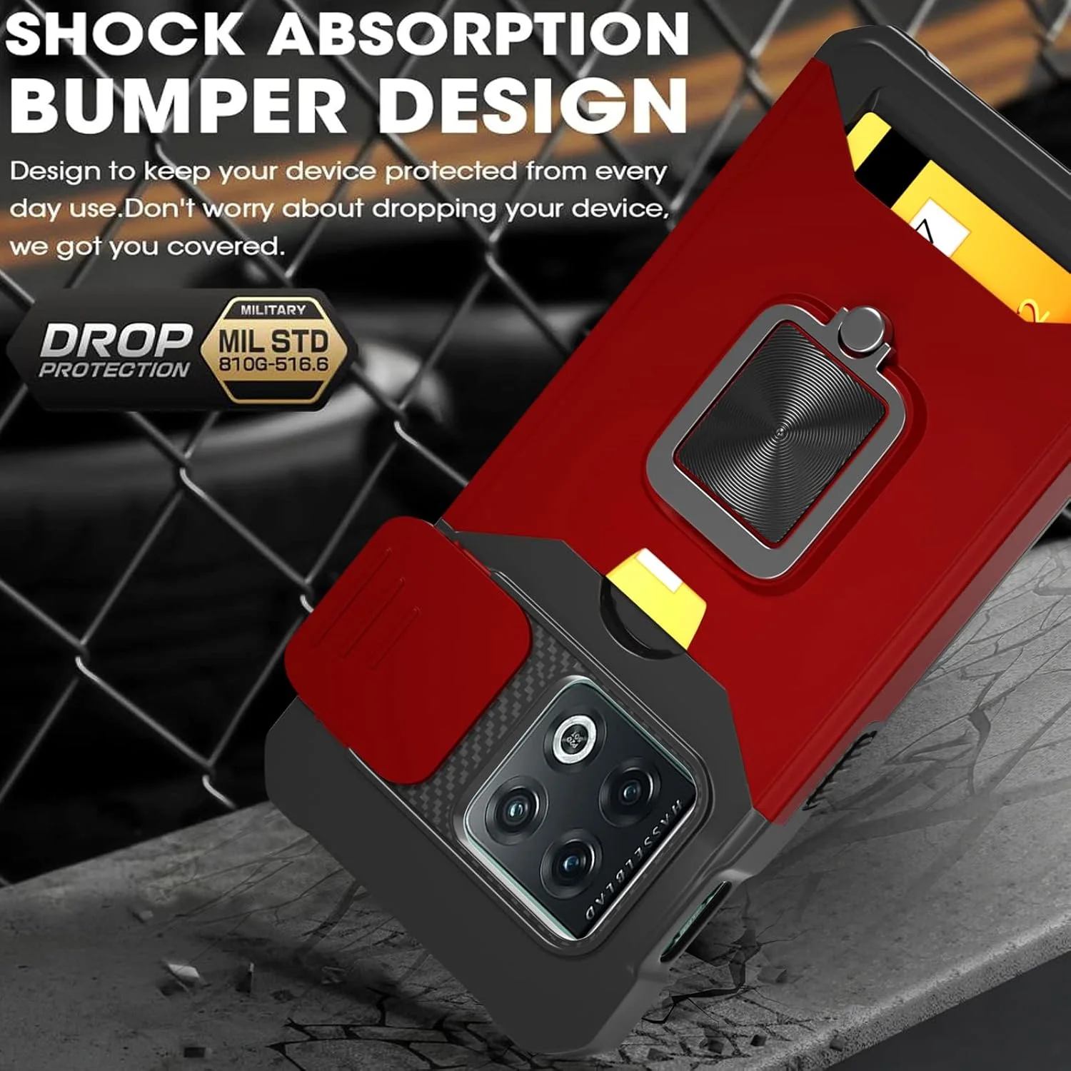 قاب گوشی Lokyoo برای OnePlus 10 Pro با پوشش دوربین و استند، پوشش کشویی لنز + استند حلقه ای چرخان 360 درجه داخلی، سبک زرهی، مقاوم در برابر ضربه، محافظت کامل برای OnePlus 10 Pro - قرمز قاب گوشی Lokyoo برای OnePlus 10 Pro با پوشش دوربین و استند، پوشش کشویی لنز + استند حلقه ای چرخان 360 درجه داخلی، سبک زرهی، مقاوم در برابر ضربه، محافظت کامل برای OnePlus 10 Pro - قرمز