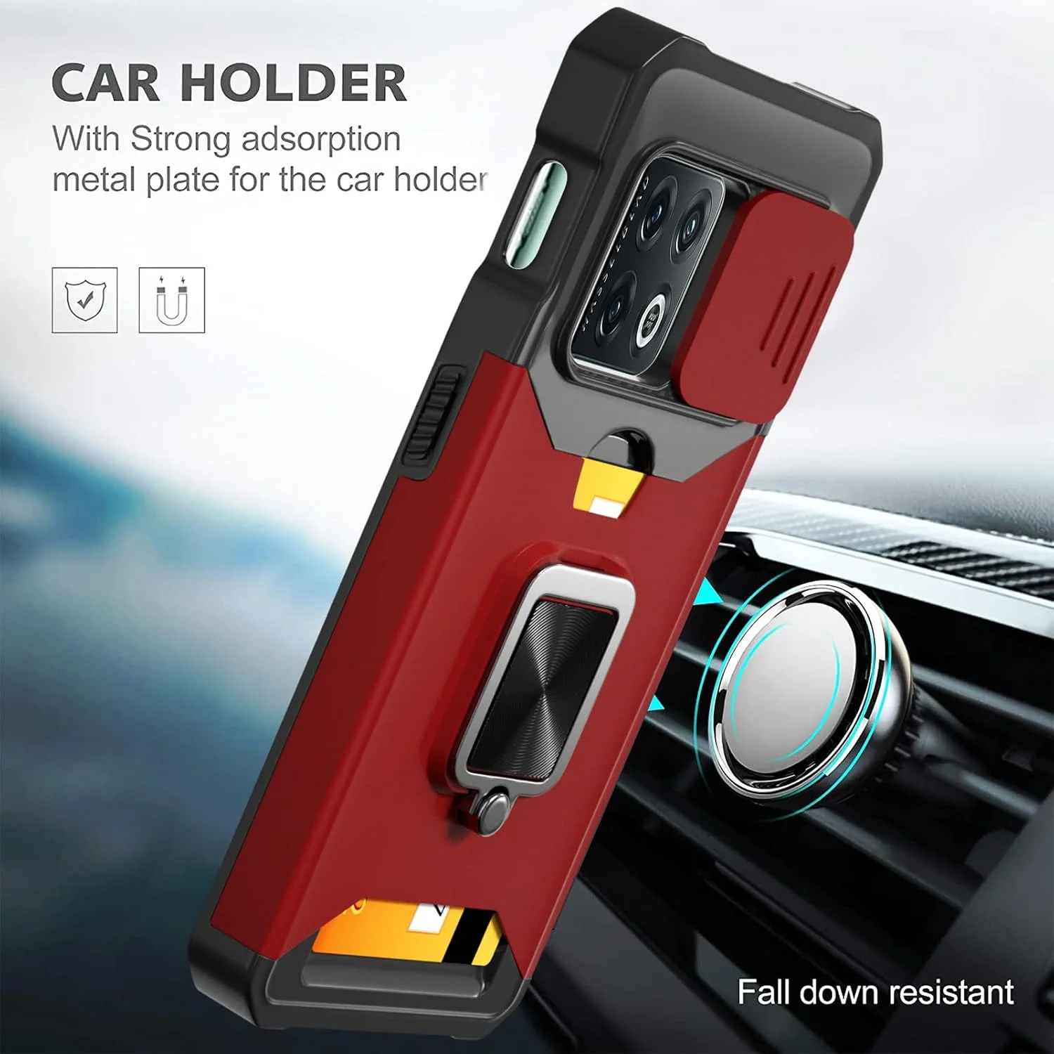 قاب گوشی Lokyoo برای OnePlus 10 Pro با پوشش دوربین و استند، پوشش کشویی لنز + استند حلقه ای چرخان 360 درجه داخلی، سبک زرهی، مقاوم در برابر ضربه، محافظت کامل برای OnePlus 10 Pro - قرمز قاب گوشی Lokyoo برای OnePlus 10 Pro با پوشش دوربین و استند، پوشش کشویی لنز + استند حلقه ای چرخان 360 درجه داخلی، سبک زرهی، مقاوم در برابر ضربه، محافظت کامل برای OnePlus 10 Pro - قرمز