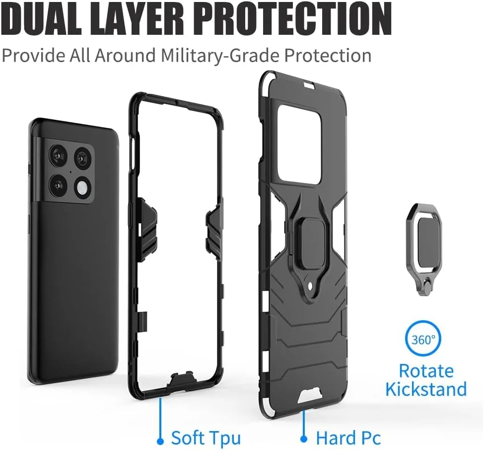 کاور محافظ گوشی وان پلاس 10 پرو مدل NA با استند چرخشی، حلقه نگهدارنده و صفحه مغناطیسی برای هولدر ماشین، محافظت استاندارد، کاور چند منظوره گوشی برای 1+10 پرو به همراه محافظ صفحه نمایش (مشکی) کاور محافظ گوشی وان پلاس 10 پرو مدل NA با استند چرخشی، حلقه نگهدارنده و صفحه مغناطیسی برای هولدر ماشین، محافظت استاندارد، کاور چند منظوره گوشی برای 1+10 پرو به همراه محافظ صفحه نمایش (مشکی)