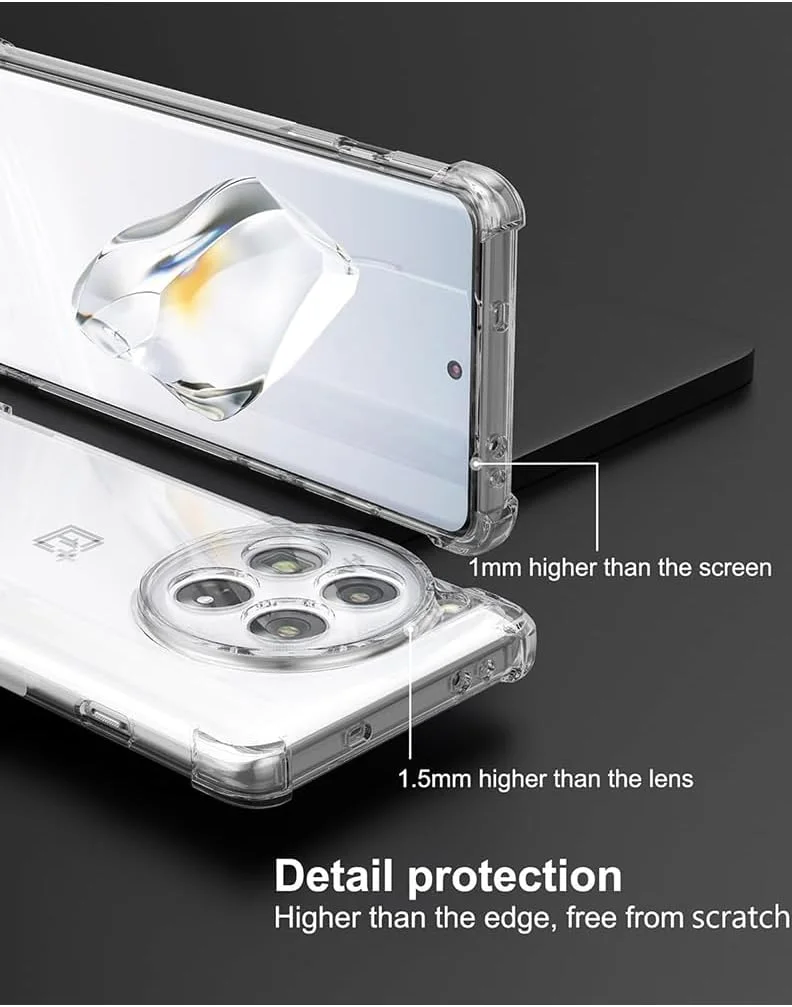 کاور شفاف گوشی OnePlus 12، کاور محافظ TPU با قابلیت جذب شوک و گوشه‌های تقویت‌شده، نرم و انعطاف‌پذیر