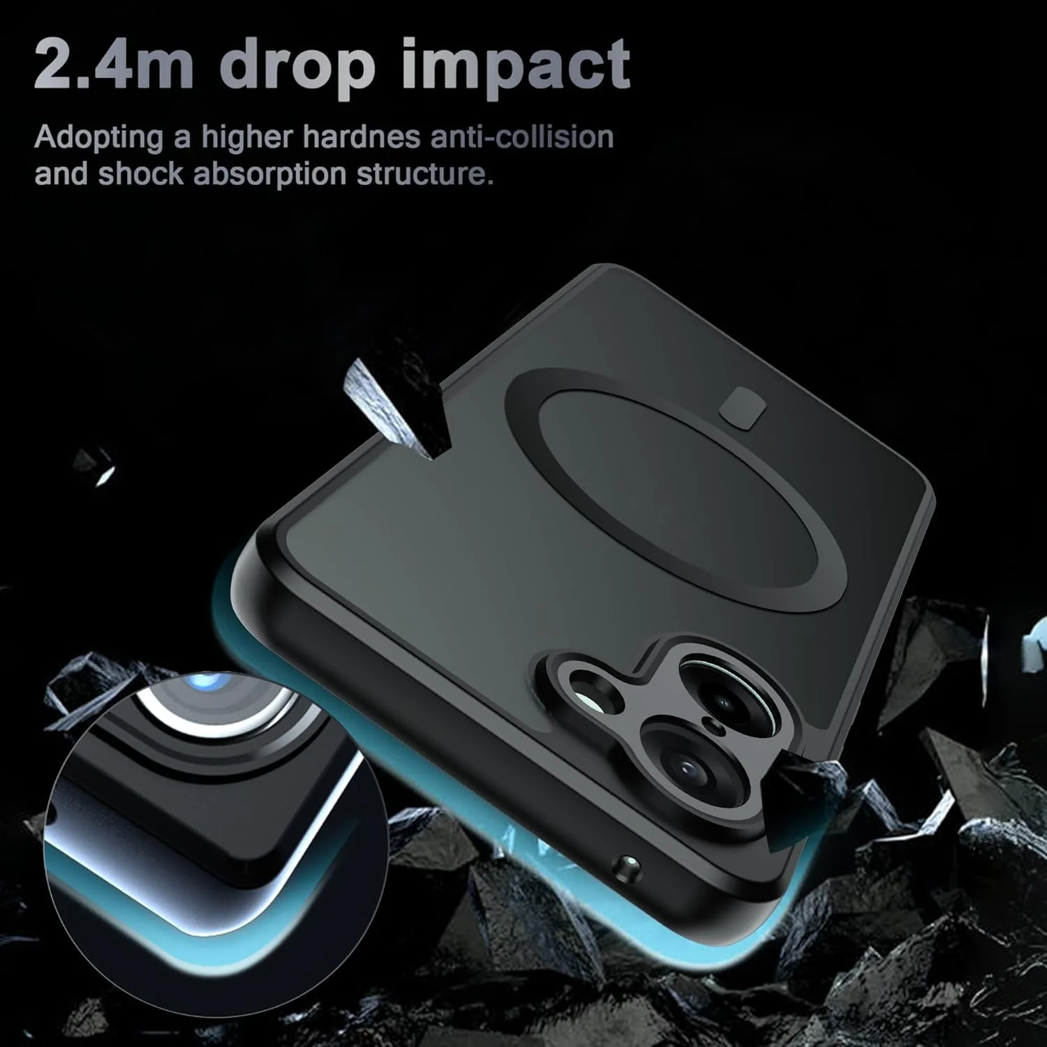 قاب مغناطیسی Effcotuo برای OnePlus Nord CE 5 / Nord CE5 5G، قاب سیلیکونی نرم ضد افتادن + قاب اکریلیک مات یخ زده، پوشش پشتی مات شفاف باریک ضد ضربه - مشکی قاب مغناطیسی Effcotuo برای OnePlus Nord CE 5 / Nord CE5 5G، قاب سیلیکونی نرم ضد افتادن + قاب اکریلیک مات یخ زده، پوشش پشتی مات شفاف باریک ضد ضربه - مشکی