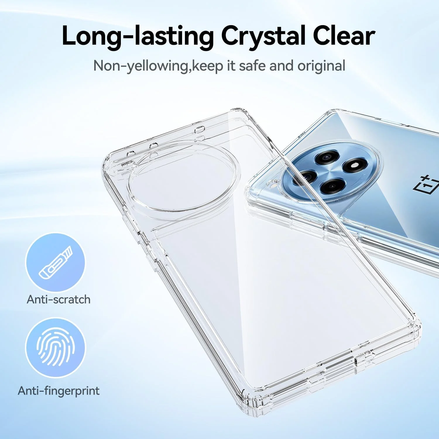 کاور محافظ شفاف T Tersely برای گوشی وان پلاس Ace3 5G و وان پلاس 12R - ضد ضربه، TPU + PC، بامپر، محافظ کریستالی شفاف، ضد زردی (شفاف)