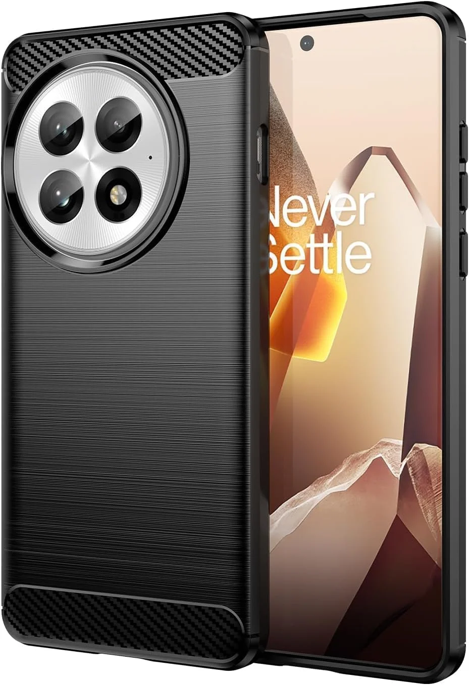قاب گوشی وان پلاس 13، کاور وان پلاس 13، کاور گوشی با بافت فیبر کربنی فوق العاده نازک، بامپر سیلیکونی، TPU نرم، ضد ضربه، محافظ باریک برای وان پلاس 13 5G (مشکی)