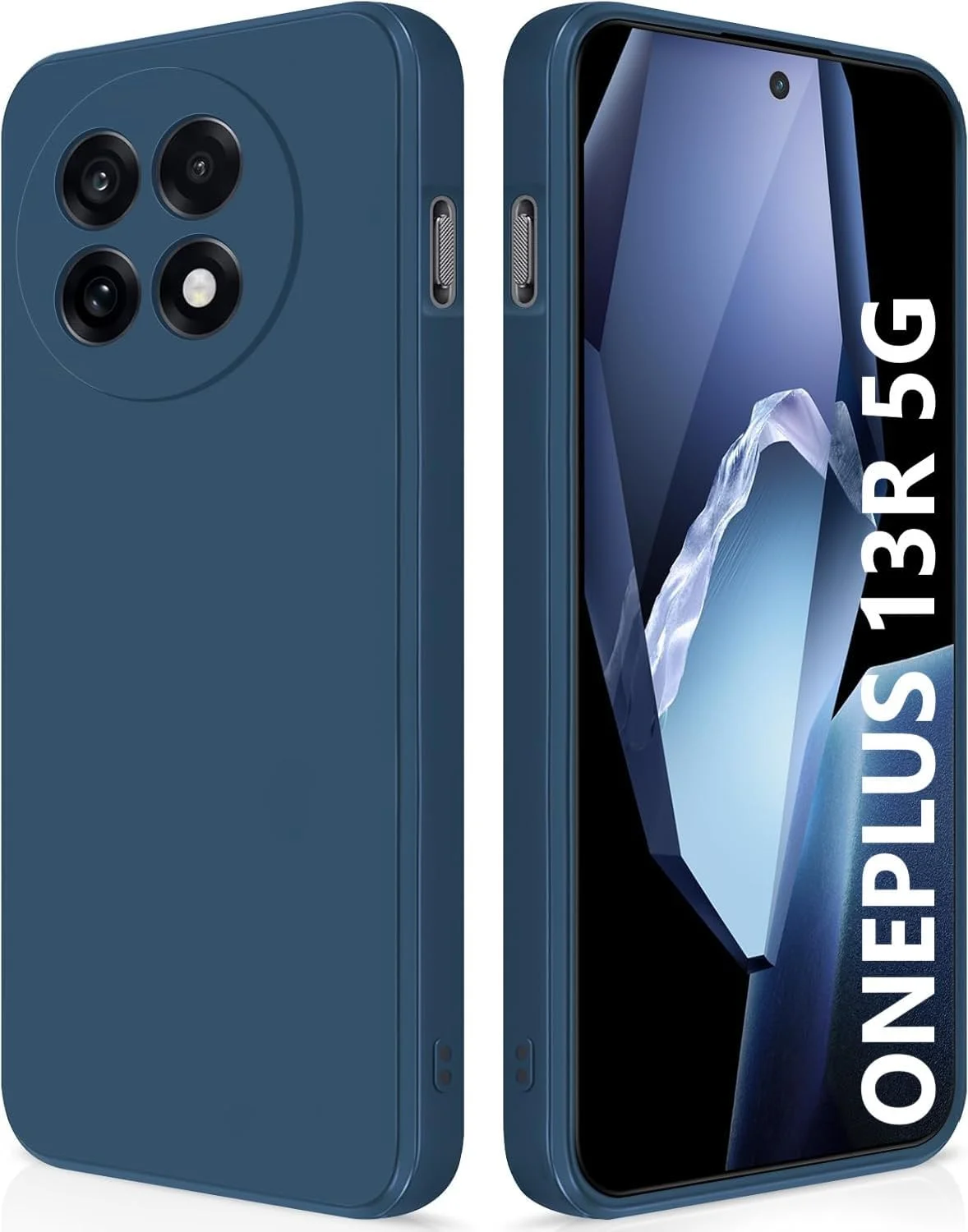 قاب محافظ گوشی وان پلاس 13R 5G، قاب ضربه گیر ژله ای مایع با پوشش داخلی میکروفیبر نرم، محافظ باریک ضد ضربه با پوشش محافظ دوربین برای وان پلاس 13R 5G مدل 2025 (آبی)