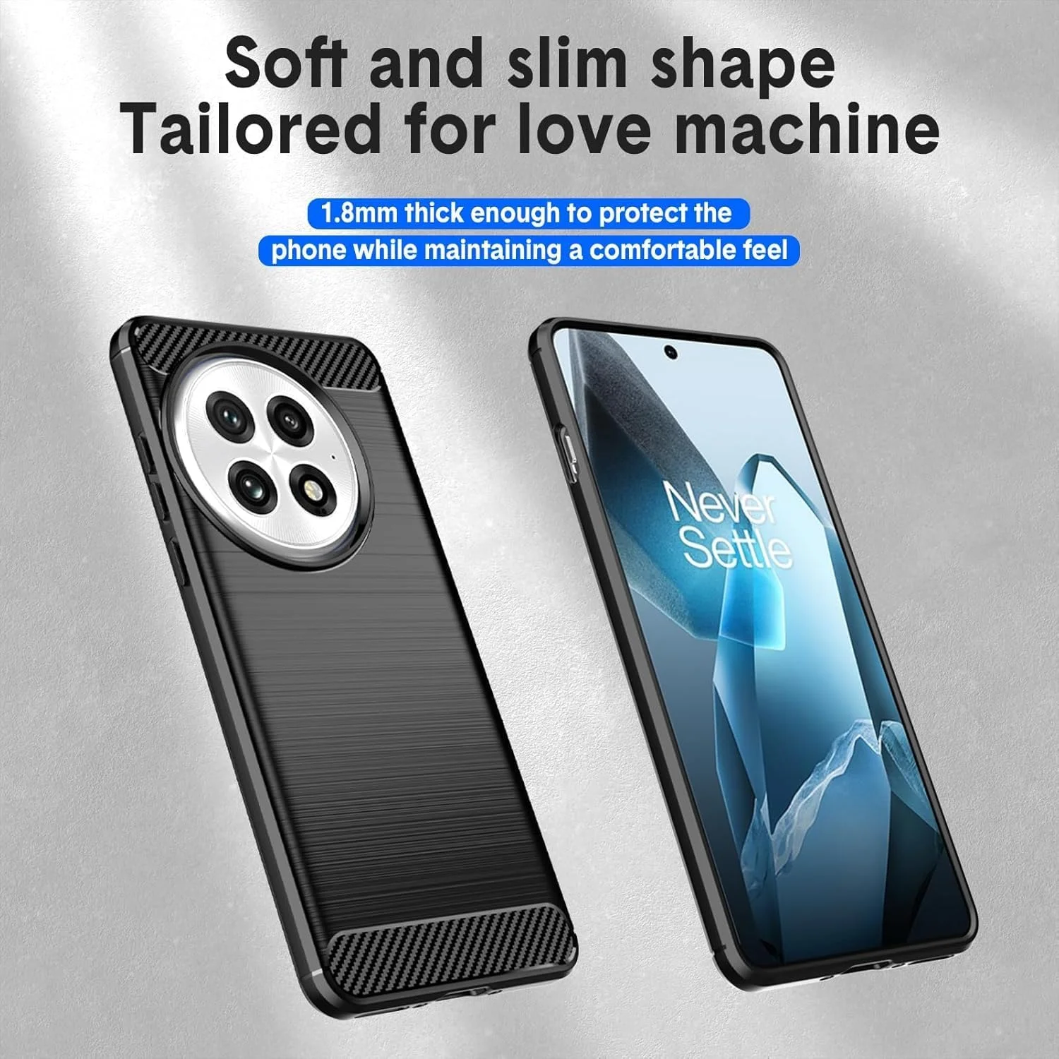 قاب گوشی وان پلاس 13، کاور وان پلاس 13، کاور گوشی با بافت فیبر کربنی فوق العاده نازک، بامپر سیلیکونی، TPU نرم، ضد ضربه، محافظ باریک برای وان پلاس 13 5G (مشکی)