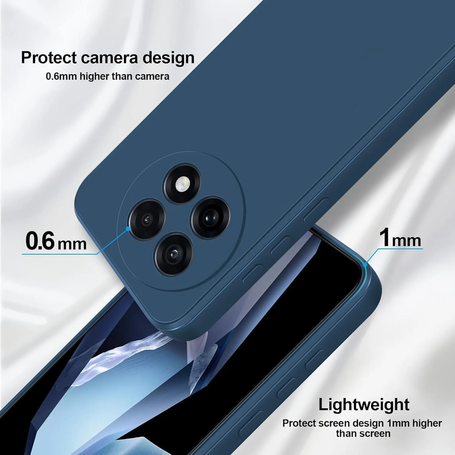 قاب محافظ گوشی وان پلاس 13R 5G، قاب ضربه گیر ژله ای مایع با پوشش داخلی میکروفیبر نرم، محافظ باریک ضد ضربه با پوشش محافظ دوربین برای وان پلاس 13R 5G مدل 2025 (آبی)