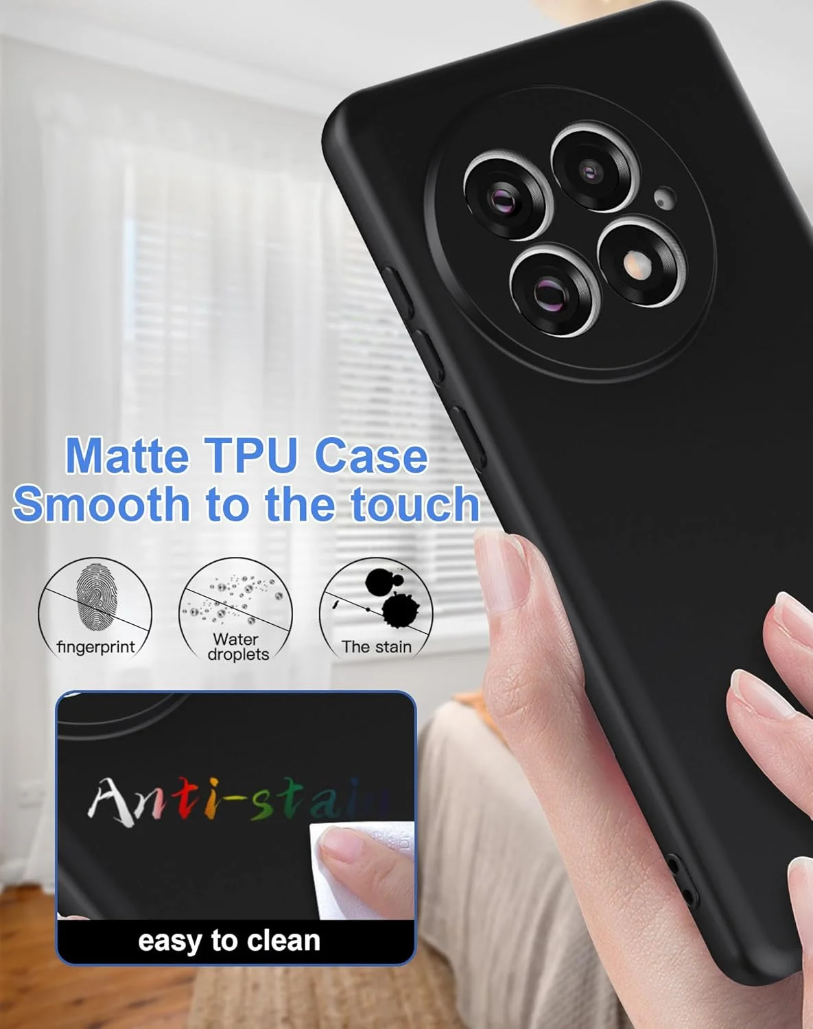 کاور سیلیکونی ضد ضربه Foluu با آستر میکروفیبر نرم ضد خش برای OnePlus 13 5G 2025 (مشکی)