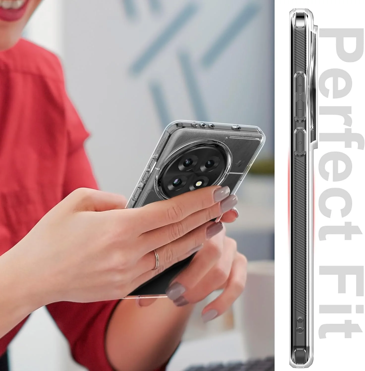 کاور شفاف برای گوشی وان پلاس 13، [پشت سخت PC + بامپر نرم TPU] [ضد زردی] [پشتیبانی از شارژ بی سیم] باریک، مقاوم در برابر ضربه، محافظ شفاف برای OnePlus 13 5G، 2024