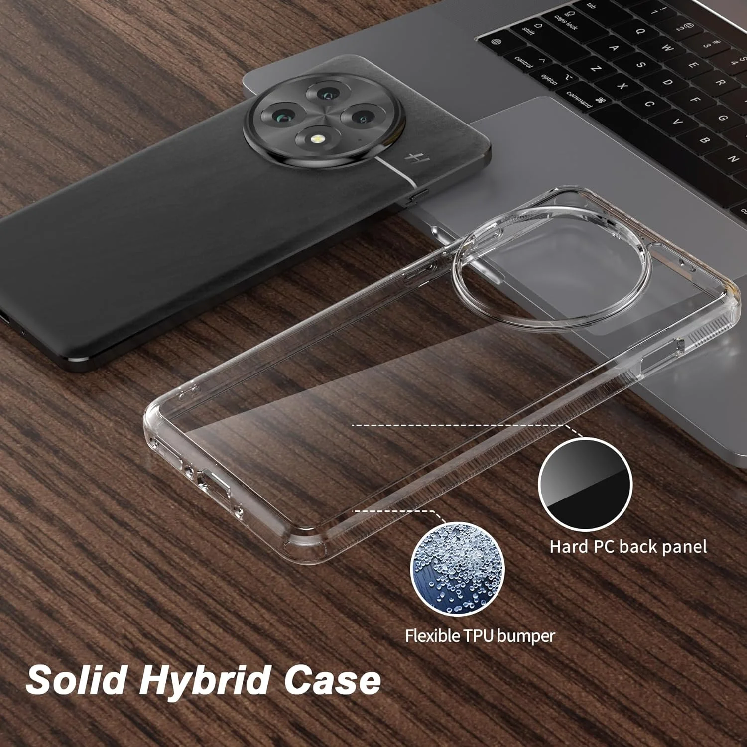 کاور شفاف برای گوشی وان پلاس 13، [پشت سخت PC + بامپر نرم TPU] [ضد زردی] [پشتیبانی از شارژ بی سیم] باریک، مقاوم در برابر ضربه، محافظ شفاف برای OnePlus 13 5G، 2024