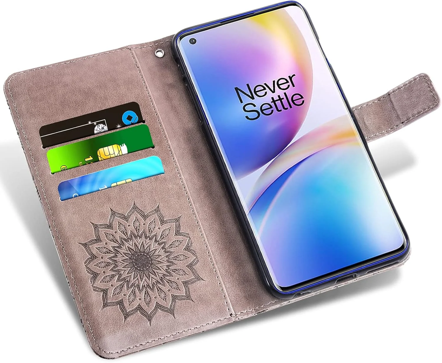 کیف پول گوشی موبایل برای وان پلاس 8 پرو 5G به همراه محافظ صفحه نمایش شیشه ای و جلد چرمی تاشو با جای کارت، پایه نگهدارنده محکم، لوازم جانبی موبایل خاکستری کیف پول گوشی موبایل برای وان پلاس 8 پرو 5G به همراه محافظ صفحه نمایش شیشه ای و جلد چرمی تاشو با جای کارت، پایه نگهدارنده محکم، لوازم جانبی موبایل خاکستری