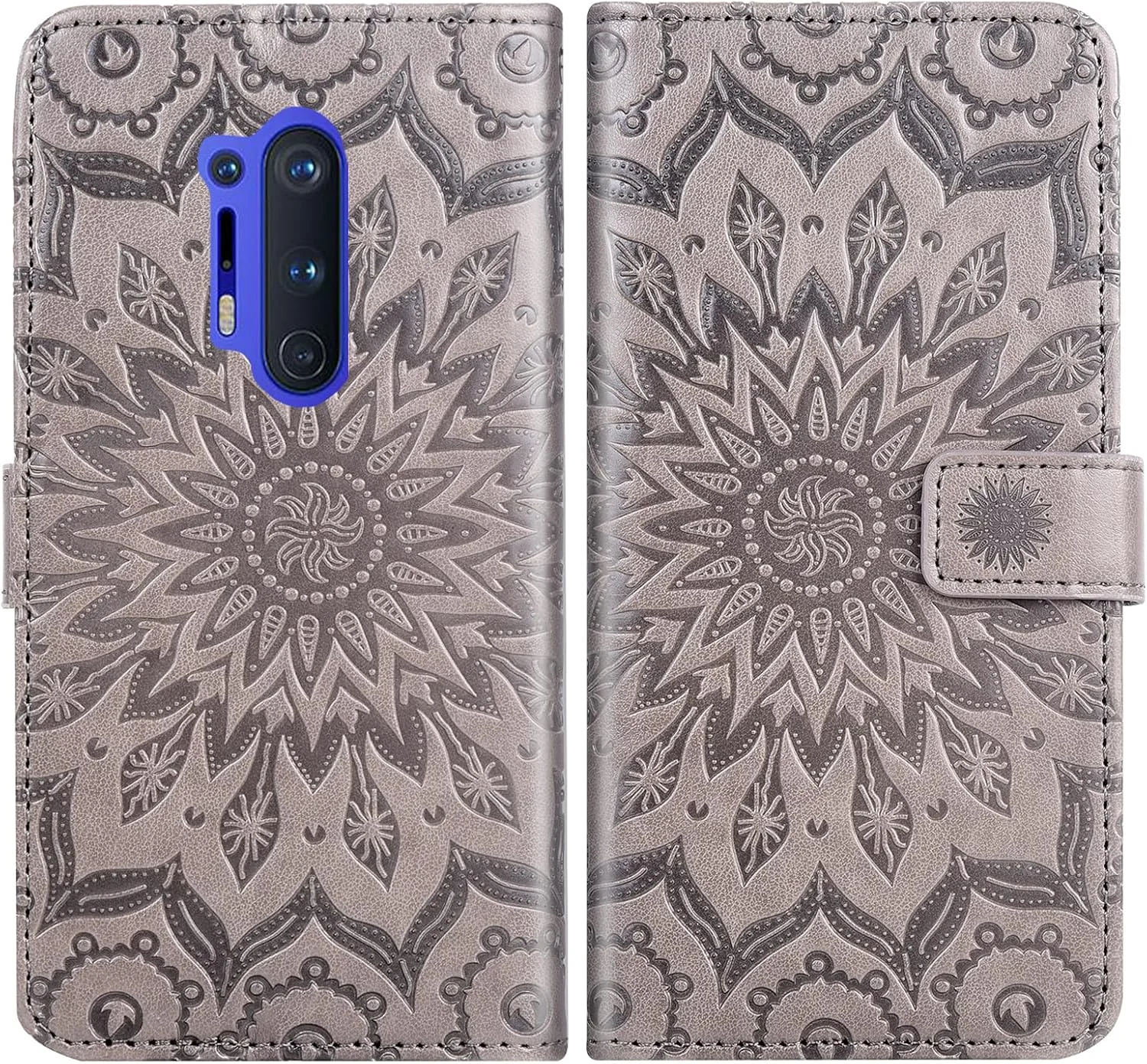 کیف پول گوشی موبایل برای وان پلاس 8 پرو 5G به همراه محافظ صفحه نمایش شیشه ای و جلد چرمی تاشو با جای کارت، پایه نگهدارنده محکم، لوازم جانبی موبایل خاکستری کیف پول گوشی موبایل برای وان پلاس 8 پرو 5G به همراه محافظ صفحه نمایش شیشه ای و جلد چرمی تاشو با جای کارت، پایه نگهدارنده محکم، لوازم جانبی موبایل خاکستری