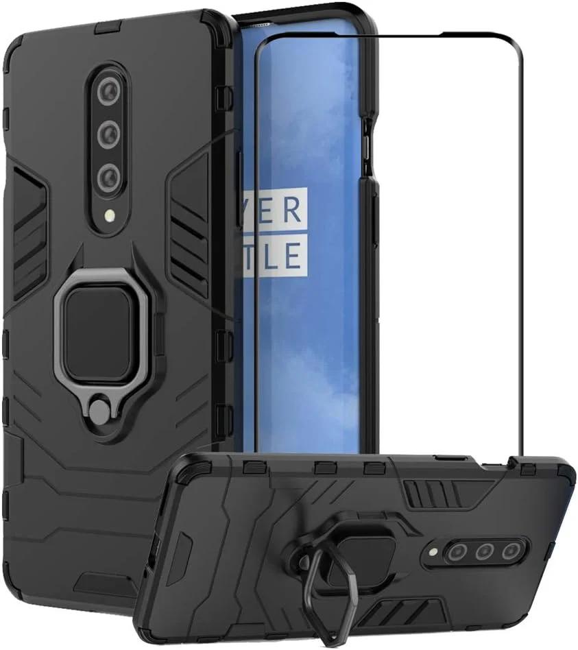 کاور محافظ گوشی وان پلاس 8 به همراه محافظ صفحه نمایش شیشه ای حرارت دیده، کاور زرهی مقاوم در برابر ضربه و دارای پایه نگهدارنده، مشکی کاور محافظ گوشی وان پلاس 8 به همراه محافظ صفحه نمایش شیشه ای حرارت دیده، کاور زرهی مقاوم در برابر ضربه و دارای پایه نگهدارنده، مشکی