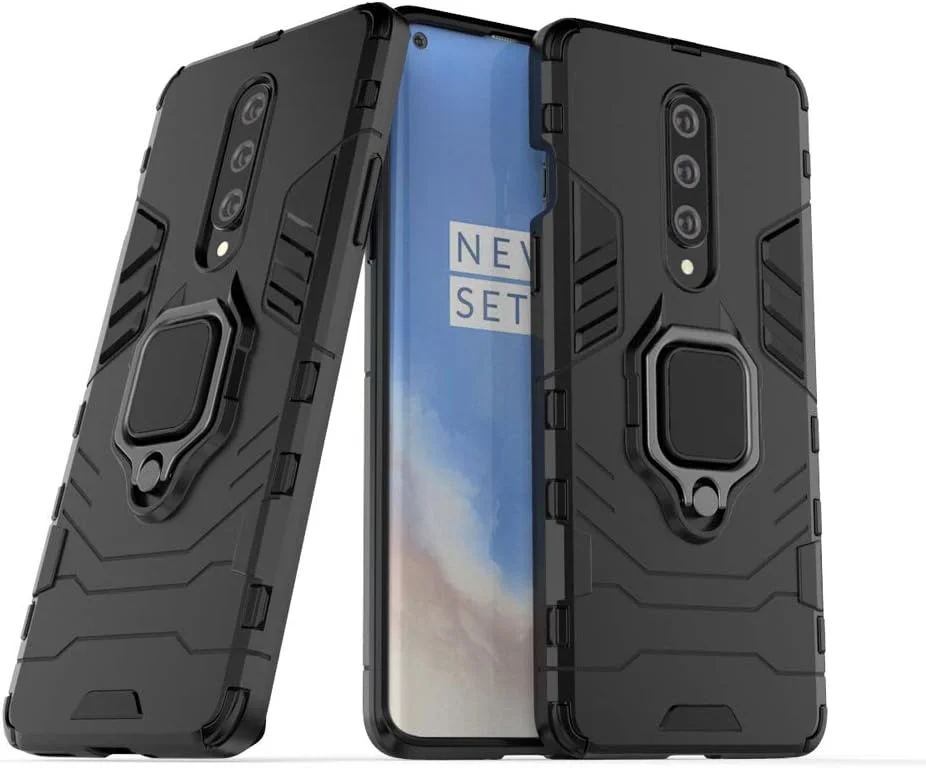 کاور محافظ گوشی وان پلاس 8 به همراه محافظ صفحه نمایش شیشه ای حرارت دیده، کاور زرهی مقاوم در برابر ضربه و دارای پایه نگهدارنده، مشکی کاور محافظ گوشی وان پلاس 8 به همراه محافظ صفحه نمایش شیشه ای حرارت دیده، کاور زرهی مقاوم در برابر ضربه و دارای پایه نگهدارنده، مشکی