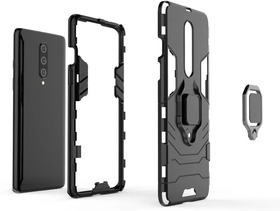 کاور محافظ گوشی وان پلاس 8 به همراه محافظ صفحه نمایش شیشه ای حرارت دیده، کاور زرهی مقاوم در برابر ضربه و دارای پایه نگهدارنده، مشکی کاور محافظ گوشی وان پلاس 8 به همراه محافظ صفحه نمایش شیشه ای حرارت دیده، کاور زرهی مقاوم در برابر ضربه و دارای پایه نگهدارنده، مشکی