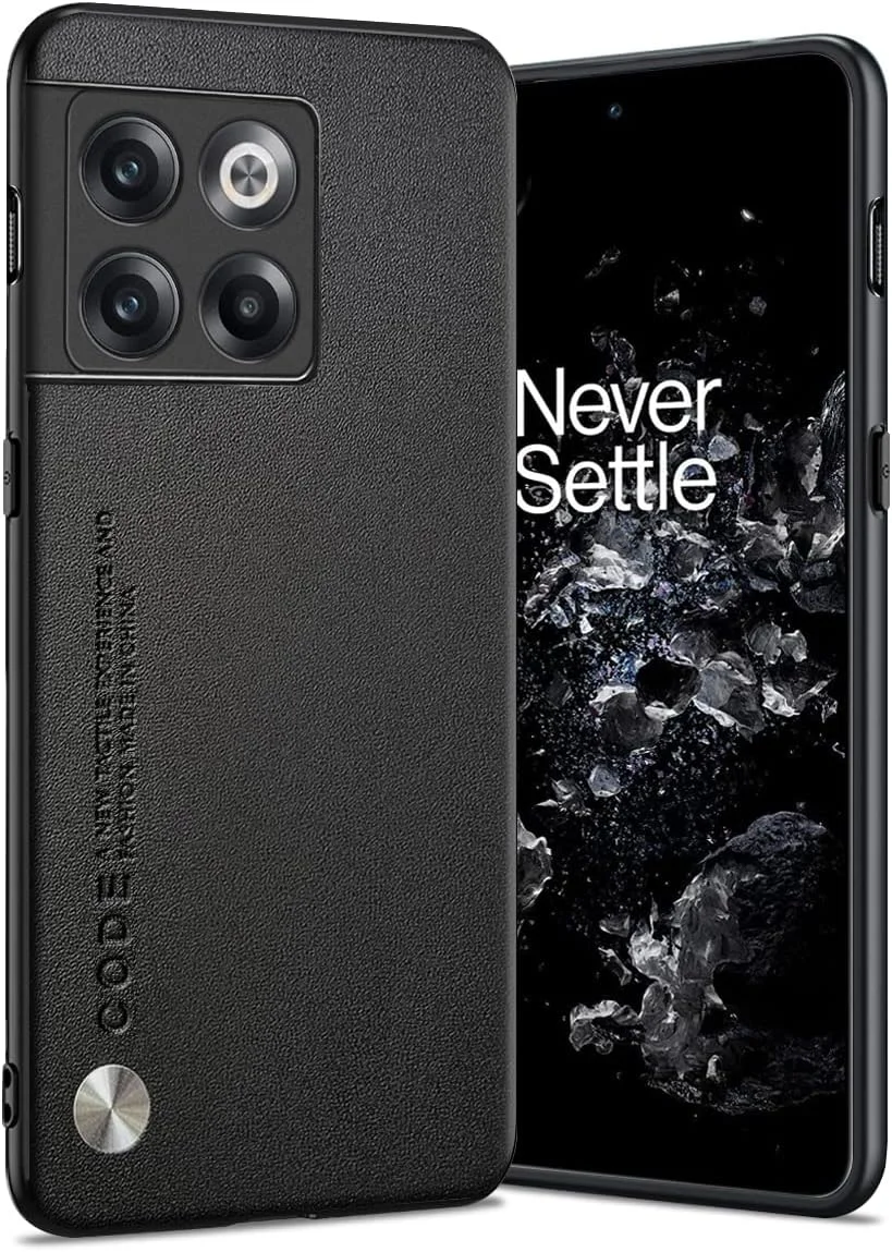 قاب گوشی برای وان پلاس 10T 5G، پشت چرمی مصنوعی TPU نرم، پوشش فوق العاده سبک، ضد اثر انگشت و خش، محافظ دوربین برای وان پلاس 10T (مشکی)