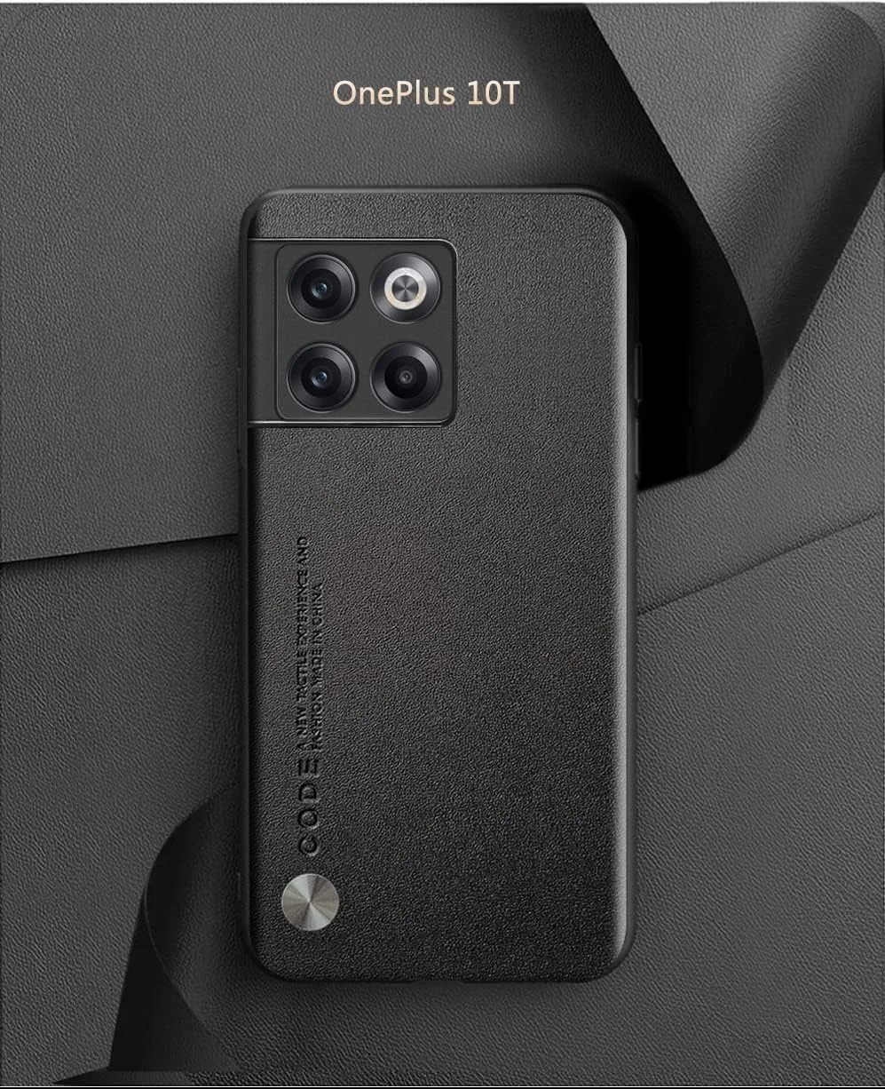 قاب گوشی برای وان پلاس 10T 5G، پشت چرمی مصنوعی TPU نرم، پوشش فوق العاده سبک، ضد اثر انگشت و خش، محافظ دوربین برای وان پلاس 10T (مشکی)