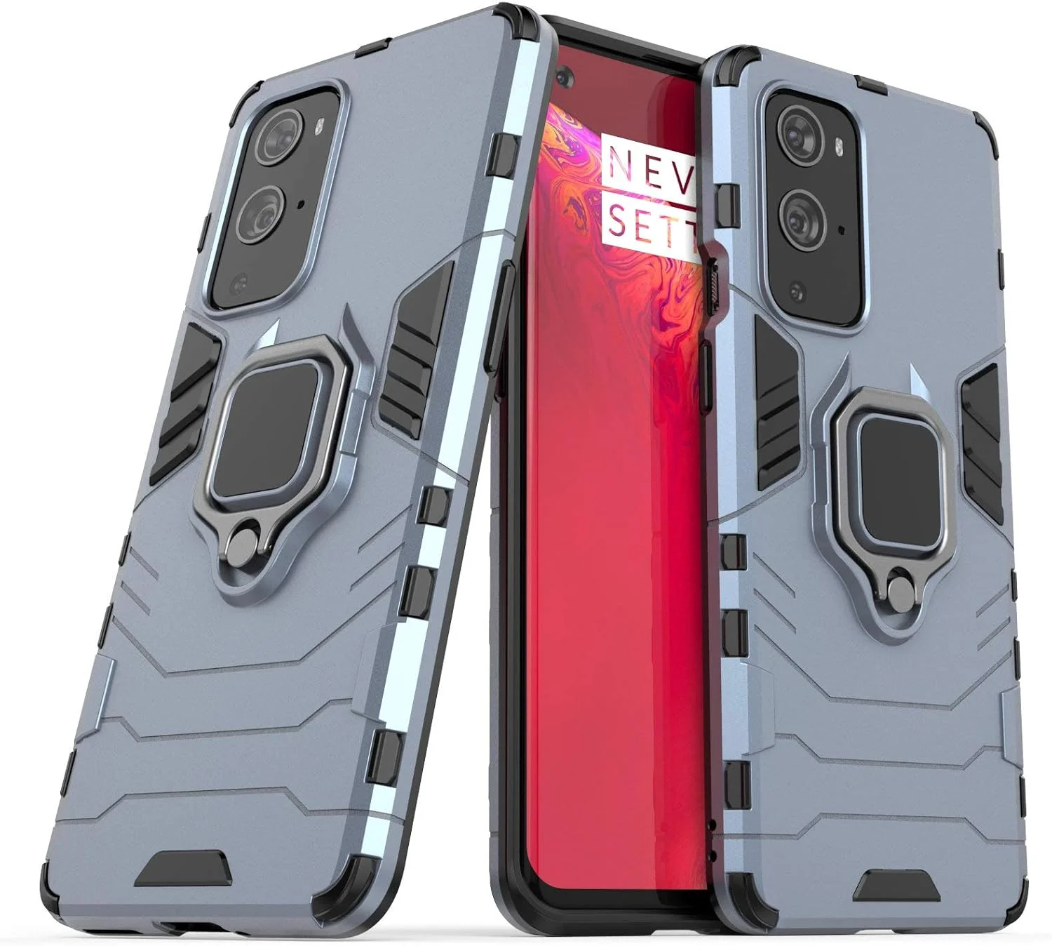 قاب محافظ گوشی وان پلاس 9 پرو، قاب زرهی مقاوم در برابر ضربه با پایه تاشو، رنگ سرمه ای