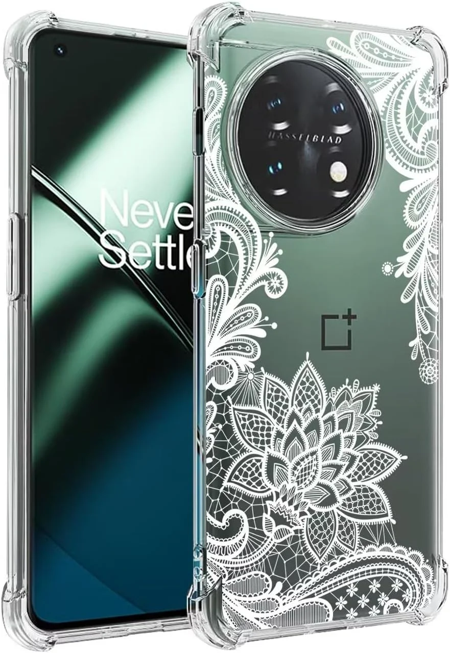 قاب محافظ گوشی وان پلاس 11، قاب گوشی وان پلاس 11 5G مدل PHB110 مناسب دختران و بانوان، قاب محافظ گوشی باریک، منعطف و نرم TPU طرح گلدار شفاف برای وان پلاس 11 5G طرح ماندالا