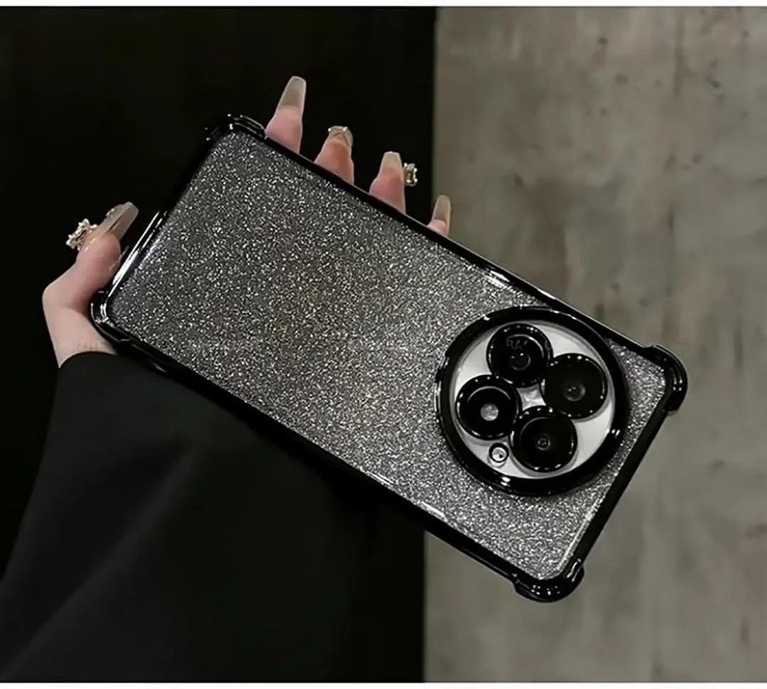 کاور محافظ گوشی وان پلاس 13، محافظت از کیسه هوا با آبکاری الکتریکی، مجهز به مقوای براق و محافظ لنز با کیفیت بالا، یک کاور با دو کاربرد، شفاف، قاب وان پلاس 13 (مشکی)