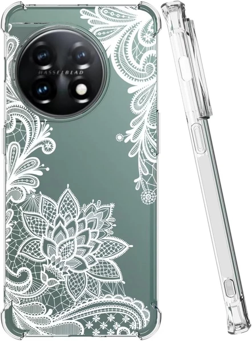 قاب محافظ گوشی وان پلاس 11، قاب گوشی وان پلاس 11 5G مدل PHB110 مناسب دختران و بانوان، قاب محافظ گوشی باریک، منعطف و نرم TPU طرح گلدار شفاف برای وان پلاس 11 5G طرح ماندالا