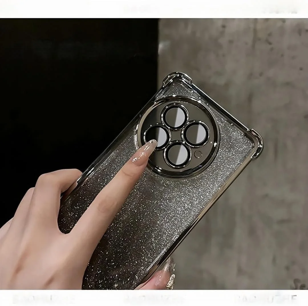 کاور محافظ گوشی وان پلاس 13، محافظت از کیسه هوا با آبکاری الکتریکی، مجهز به مقوای براق و محافظ لنز با کیفیت بالا، یک کاور با دو کاربرد، شفاف، قاب وان پلاس 13 (مشکی)