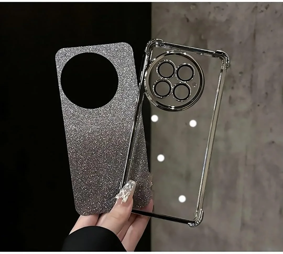 کاور محافظ گوشی وان پلاس 13، محافظت از کیسه هوا با آبکاری الکتریکی، مجهز به مقوای براق و محافظ لنز با کیفیت بالا، یک کاور با دو کاربرد، شفاف، قاب وان پلاس 13 (مشکی)