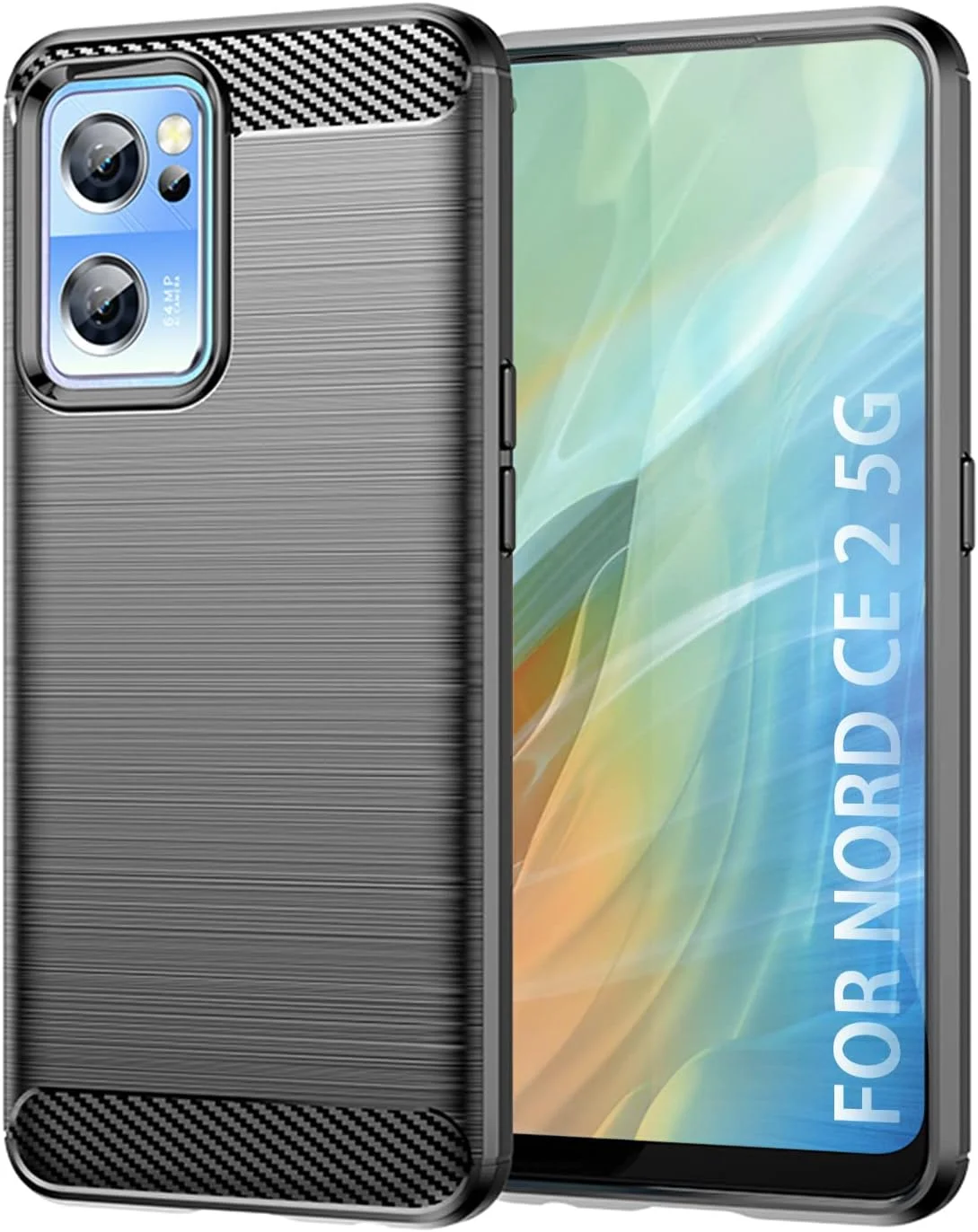 قاب محافظ گوشی SCL برای OnePlus Nord CE2 5G [مشکی]، پوشش محافظ ژله ای با طرح فیبر کربن [ضد خش][ضد ضربه] سازگار با OnePlus Nord CE2 5G