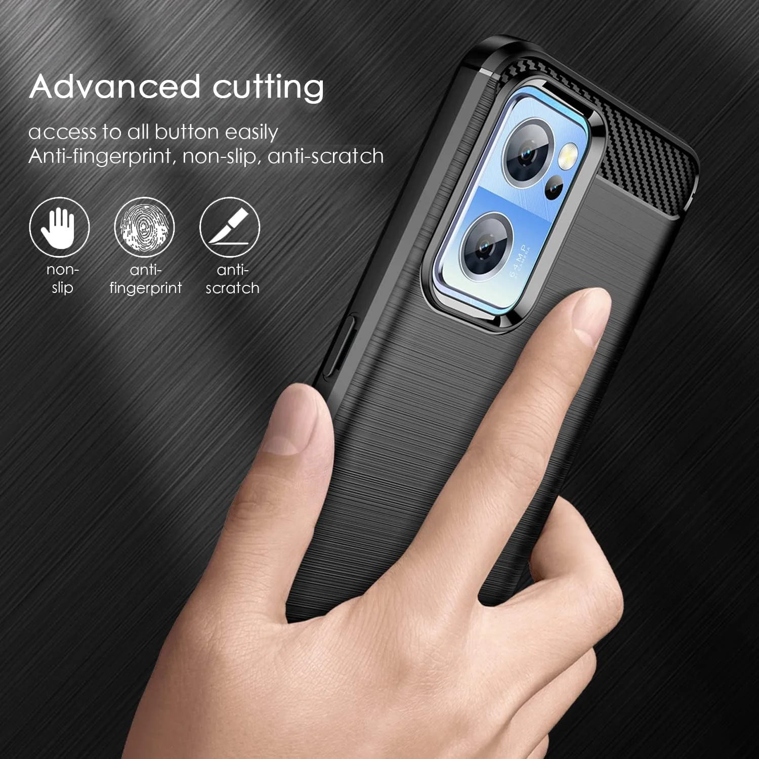 قاب محافظ گوشی SCL برای OnePlus Nord CE2 5G [مشکی]، پوشش محافظ ژله ای با طرح فیبر کربن [ضد خش][ضد ضربه] سازگار با OnePlus Nord CE2 5G