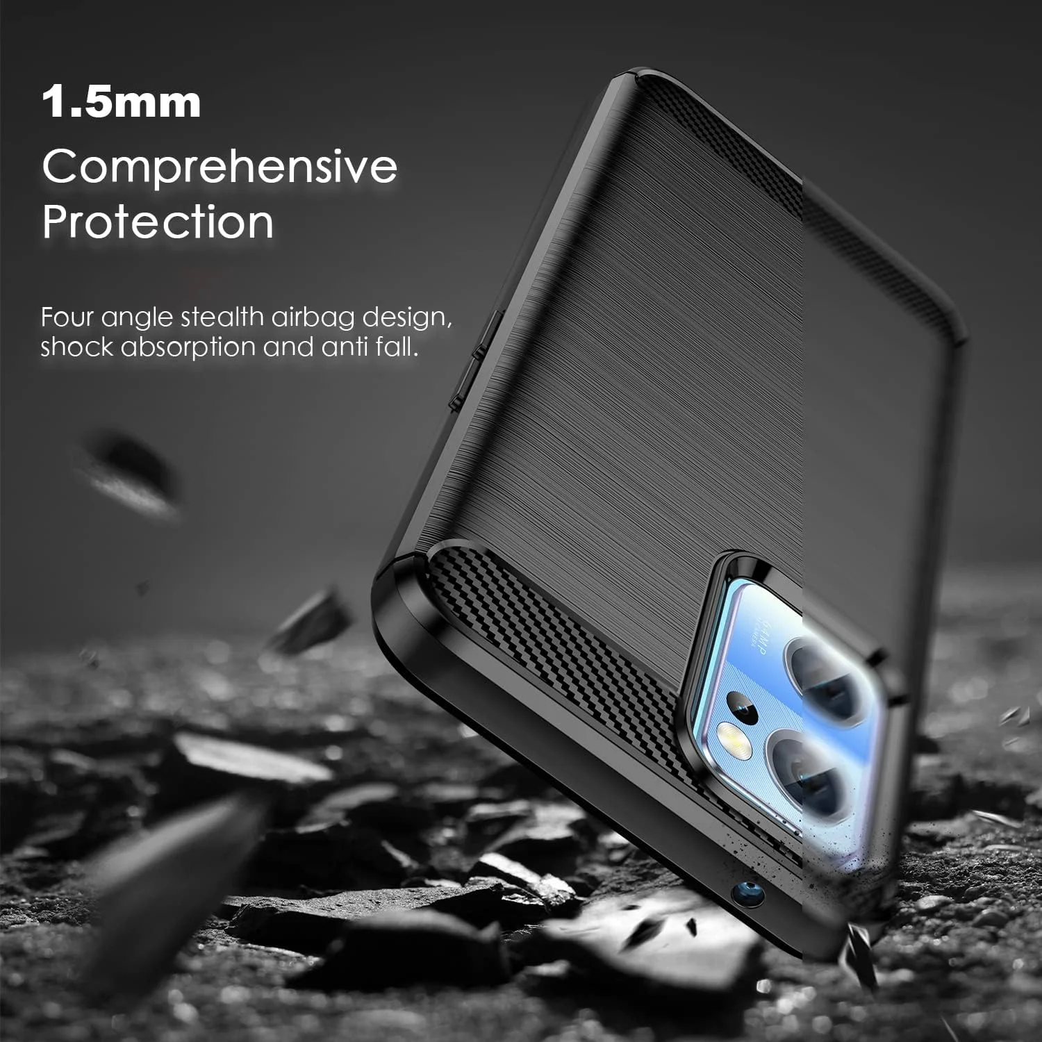 قاب محافظ گوشی SCL برای OnePlus Nord CE2 5G [مشکی]، پوشش محافظ ژله ای با طرح فیبر کربن [ضد خش][ضد ضربه] سازگار با OnePlus Nord CE2 5G