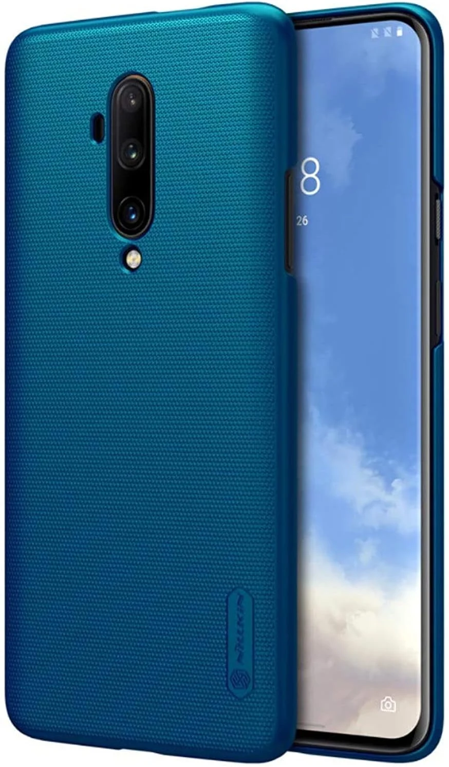 قاب محافظ گوشی نیلکین OnePlus 7T Pro مدل Super Frosted Shield به همراه استند - آبی