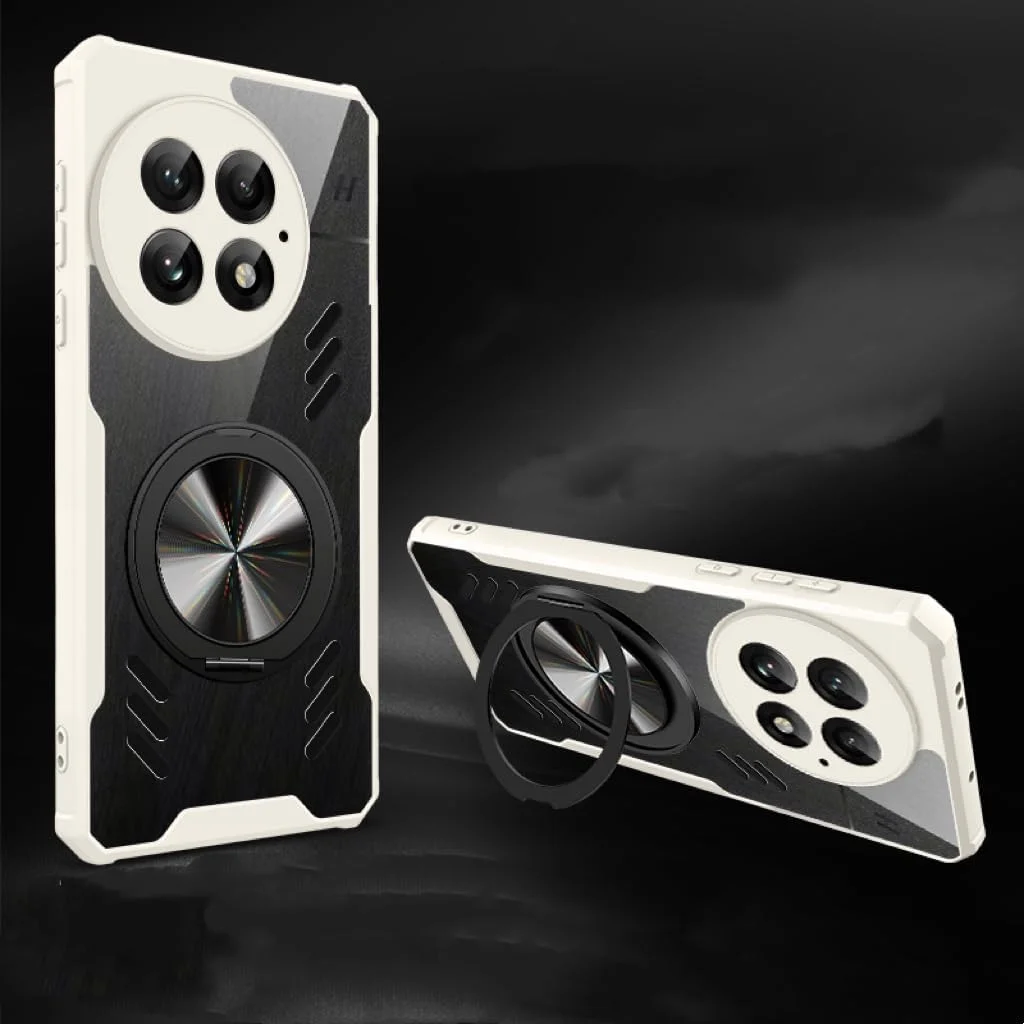 کاور محافظ گوشی وان پلاس 13s: کاور محافظ کامل دوربین، دارای حلقه مغناطیسی خودرو، باریک و سبک، دارای قابلیت پخش حرارت، پشت PC شفاف و ضد ضربه (سفید)