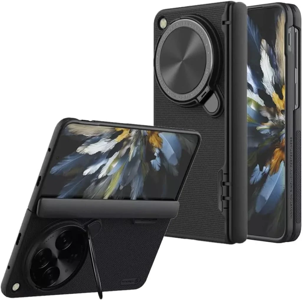 قاب گوشی TERRIFI برای OPPO Find N3 Fold/OnePlus Open، با پوشش دوربین، [محافظت از لولا] [پایه فلزی دوربین]، محافظ باریک و ضد ضربه، مشکی