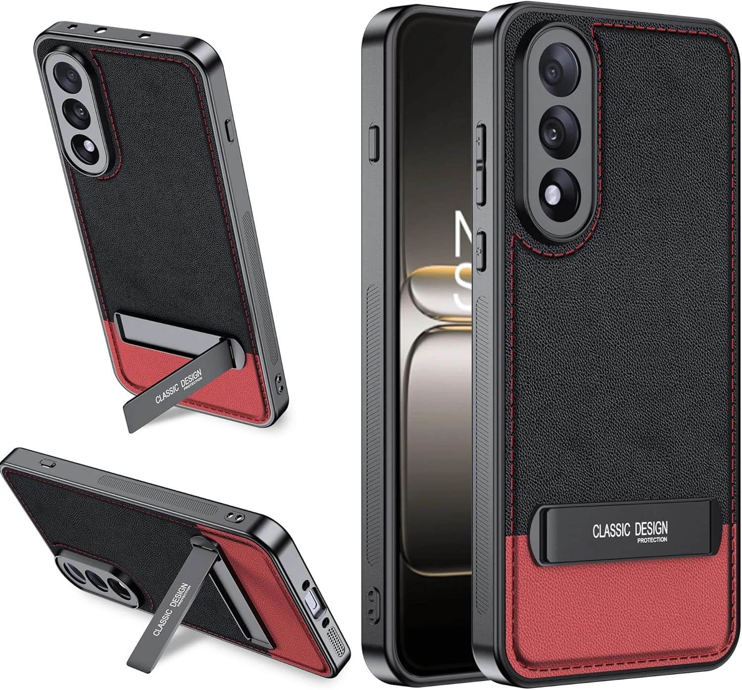 کاور لمکسی برای گوشی وان پلاس نورد 5 با پایه تاشو، ضد اثر انگشت و ضد لغزش، ساخته شده از سیلیکون انعطاف پذیر + چرم PU، رنگ قرمز کاور لمکسی برای گوشی وان پلاس نورد 5 با پایه تاشو، ضد اثر انگشت و ضد لغزش، ساخته شده از سیلیکون انعطاف پذیر + چرم PU، رنگ قرمز