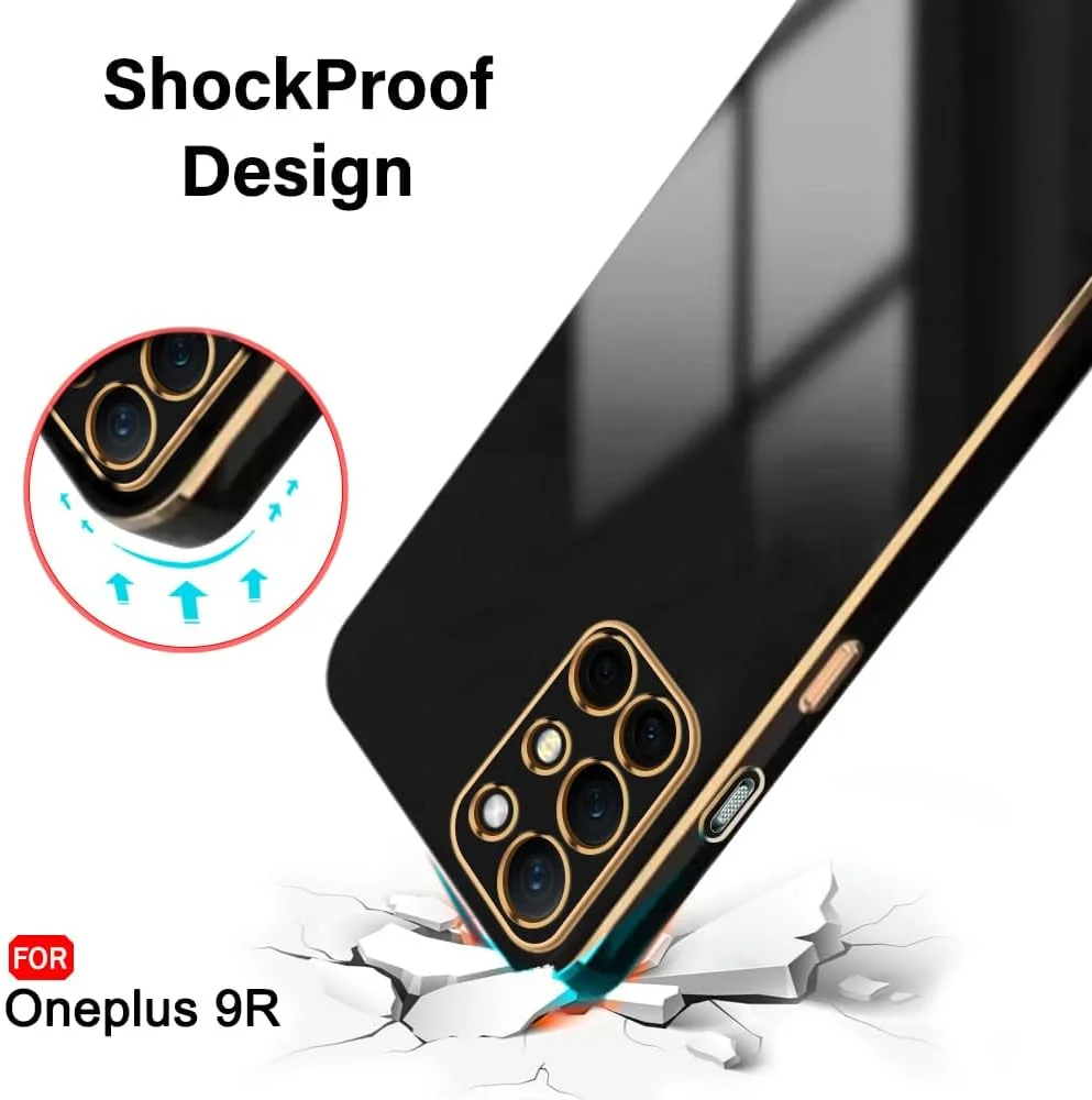 قاب پشتی با روکش طلایی لوکس TheGiftKart برای OnePlus 9R 5G | لبه های برجسته برای محافظت از دوربین و صفحه نمایش | طراحی ضد ضربه | قاب پشتی شیک برای OnePlus 9R (TPU، مشکی) قاب پشتی با روکش طلایی لوکس TheGiftKart برای OnePlus 9R 5G | لبه های برجسته برای محافظت از دوربین و صفحه نمایش | طراحی ضد ضربه | قاب پشتی شیک برای OnePlus 9R (TPU، مشکی)