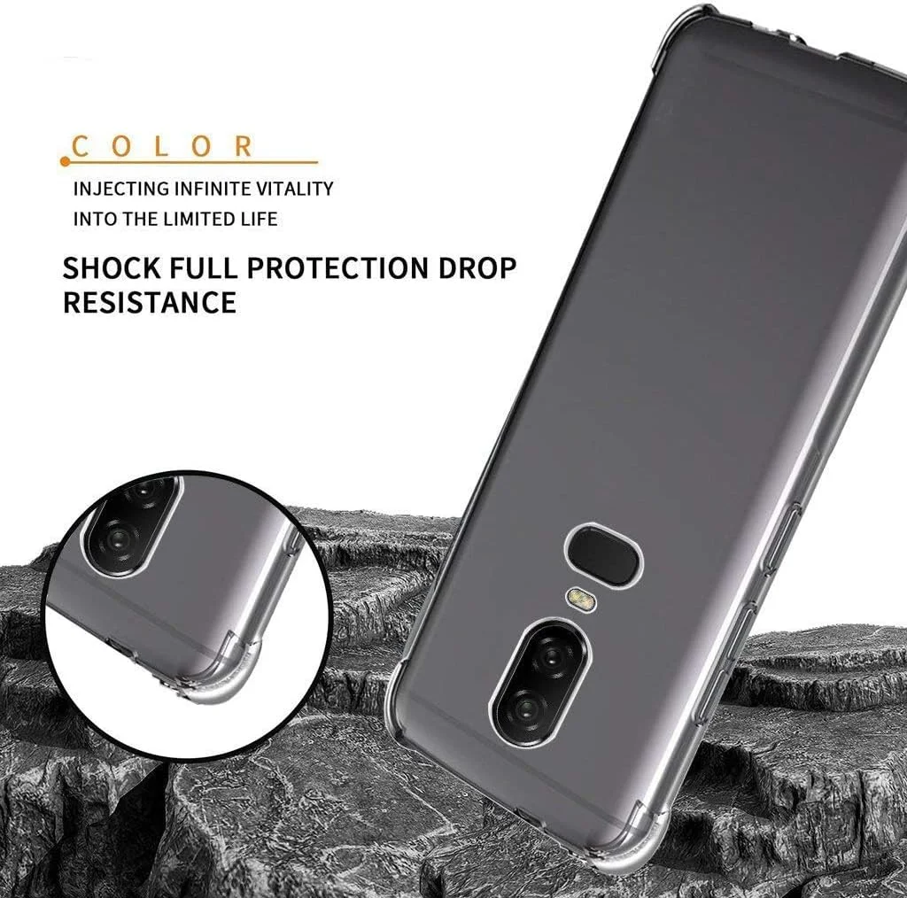 کاور شفاف یوستیا برای وان پلاس 6، کاور محافظ TPU نرم و ضخیم با چهار گوشه تقویت شده