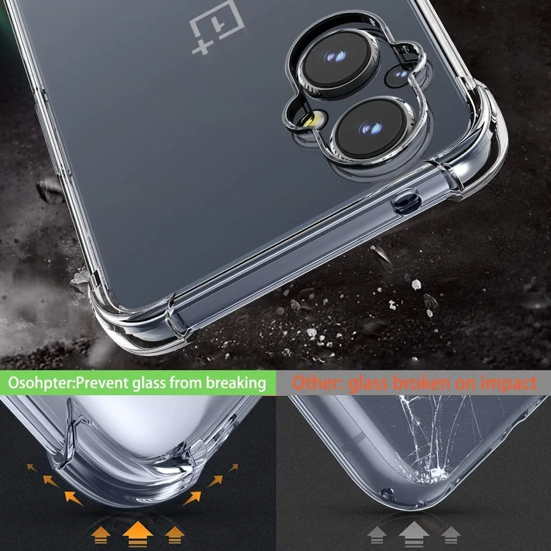 کاور محافظ EMODIL برای گوشی های OnePlus Nord N20 / Oppo Reno 7 Z 5G / Reno 7 Lite، با پشت شفاف، ضربه گیر هوا، سیلیکون نرم، ضد ضربه، ضد خش، محافظ گوشه ها