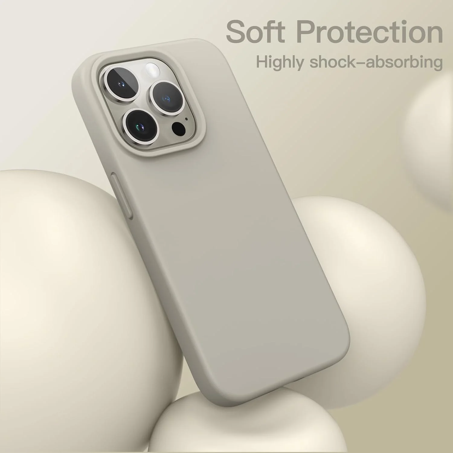 کاور سیلیکونی JETech برای آیفون 15 پرو 6.1 اینچی، با پوشش محافظتی کامل و لمس نرم و ابریشمی، ضد ضربه (تیتانیوم طبیعی)