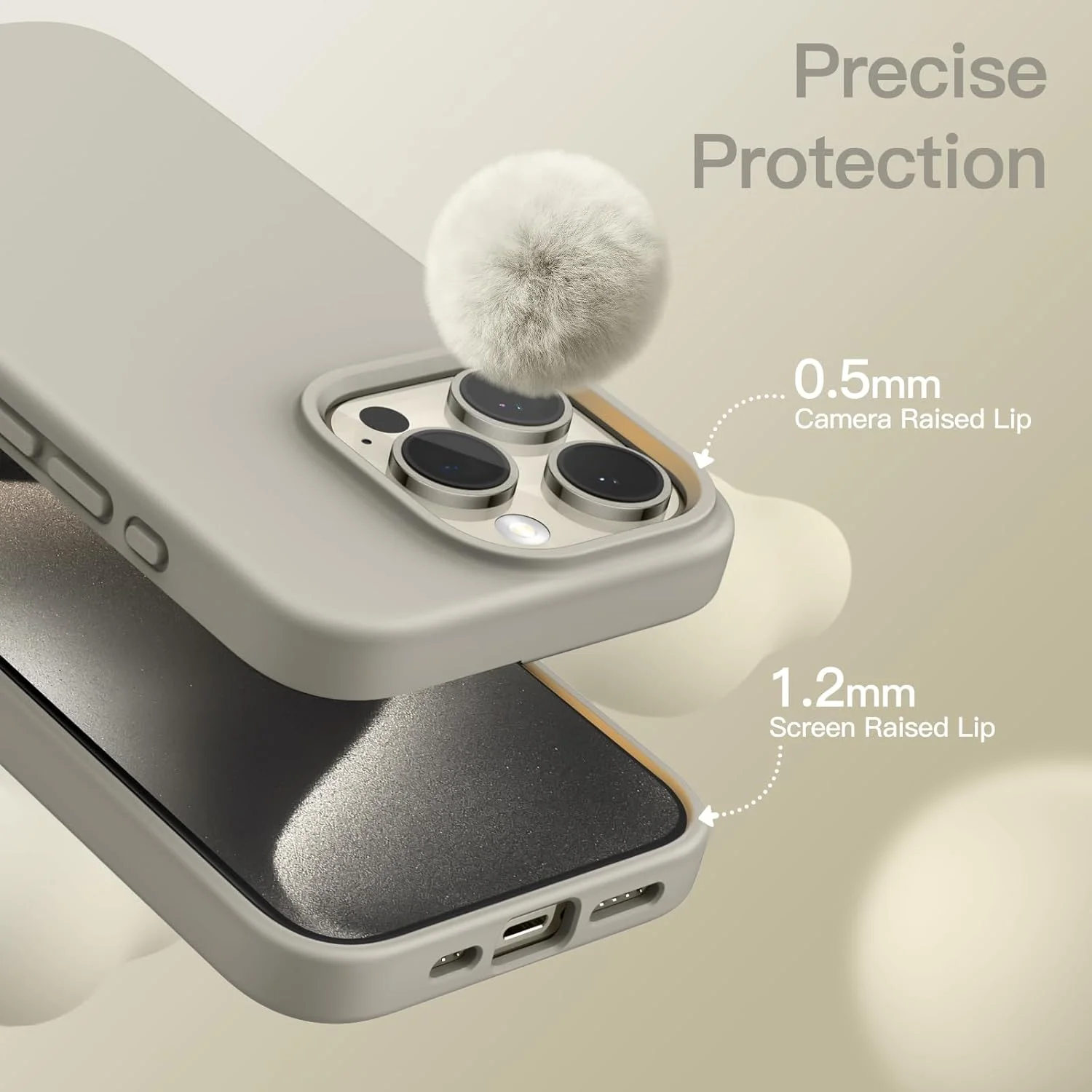 کاور سیلیکونی JETech برای آیفون 15 پرو 6.1 اینچی، با پوشش محافظتی کامل و لمس نرم و ابریشمی، ضد ضربه (تیتانیوم طبیعی)