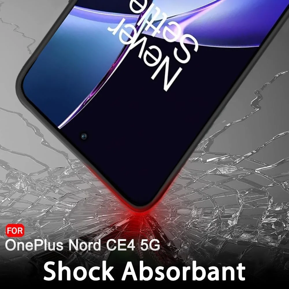 قاب پشتی محافظ باریک و خوش‌فرم Muzz برای OnePlus Nord CE4 5G، با پوشش مات، سیلیکون نرم و محافظت از دوربین، مشکی