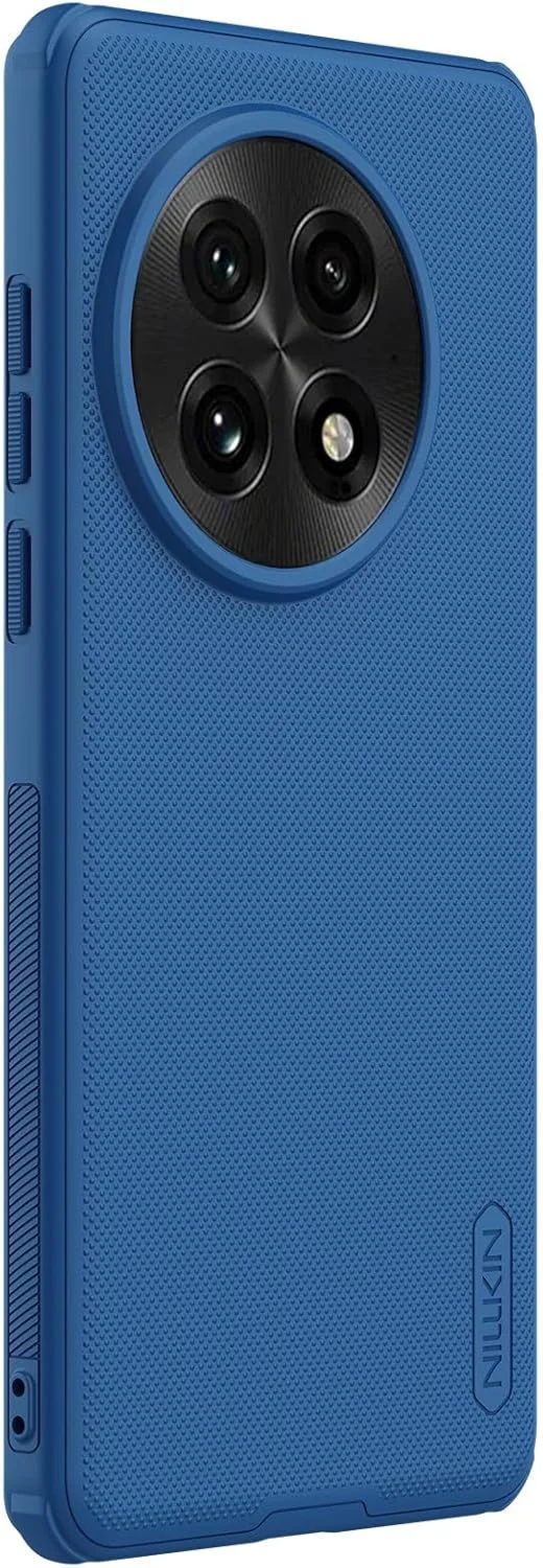 قاب نیلکین مدل Super Frosted Shield Pro مناسب برای گوشی وان پلاس 11R (OnePlus 11R (1+11) R (6.74 اینچ)، بدنه پشتی سخت، لبه نرم (PC + TPU)، ضد ضربه، محافظ دوربین با لبه های برجسته، رنگ آبی