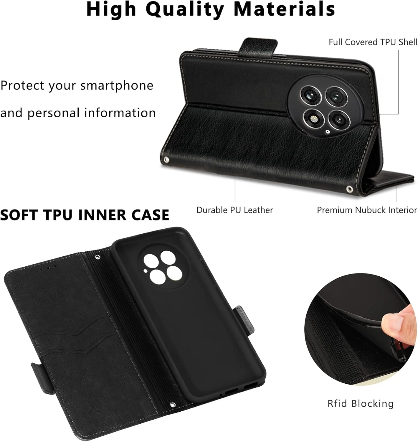 کیف پول چرمی MAMA MOUTH برای گوشی وان پلاس 13 5G، کاور محافظ TPU سیلیکونی با بامپر، دارای اسلات کارت مغناطیسی، پایه تاشو و ضد ضربه - مشکی تیره کیف پول چرمی MAMA MOUTH برای گوشی وان پلاس 13 5G، کاور محافظ TPU سیلیکونی با بامپر، دارای اسلات کارت مغناطیسی، پایه تاشو و ضد ضربه - مشکی تیره