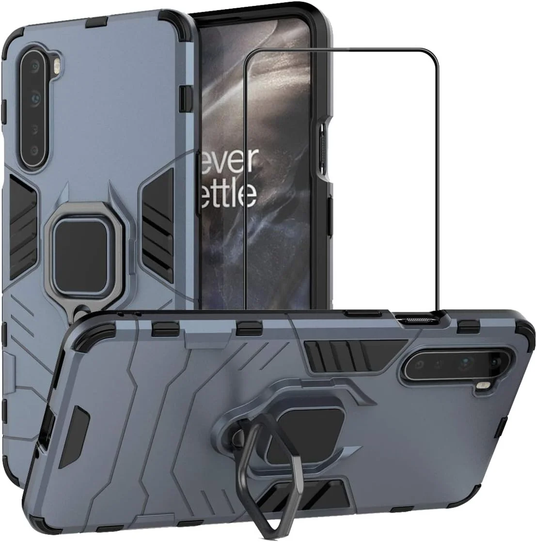 قاب محافظ برای وان پلاس نورد با محافظ صفحه نمایش شیشه ای حرارت دیده، محافظت سنگین و مقاوم در برابر ضربه، دارای پایه تاشو، رنگ سرمه ای قاب محافظ برای وان پلاس نورد با محافظ صفحه نمایش شیشه ای حرارت دیده، محافظت سنگین و مقاوم در برابر ضربه، دارای پایه تاشو، رنگ سرمه ای